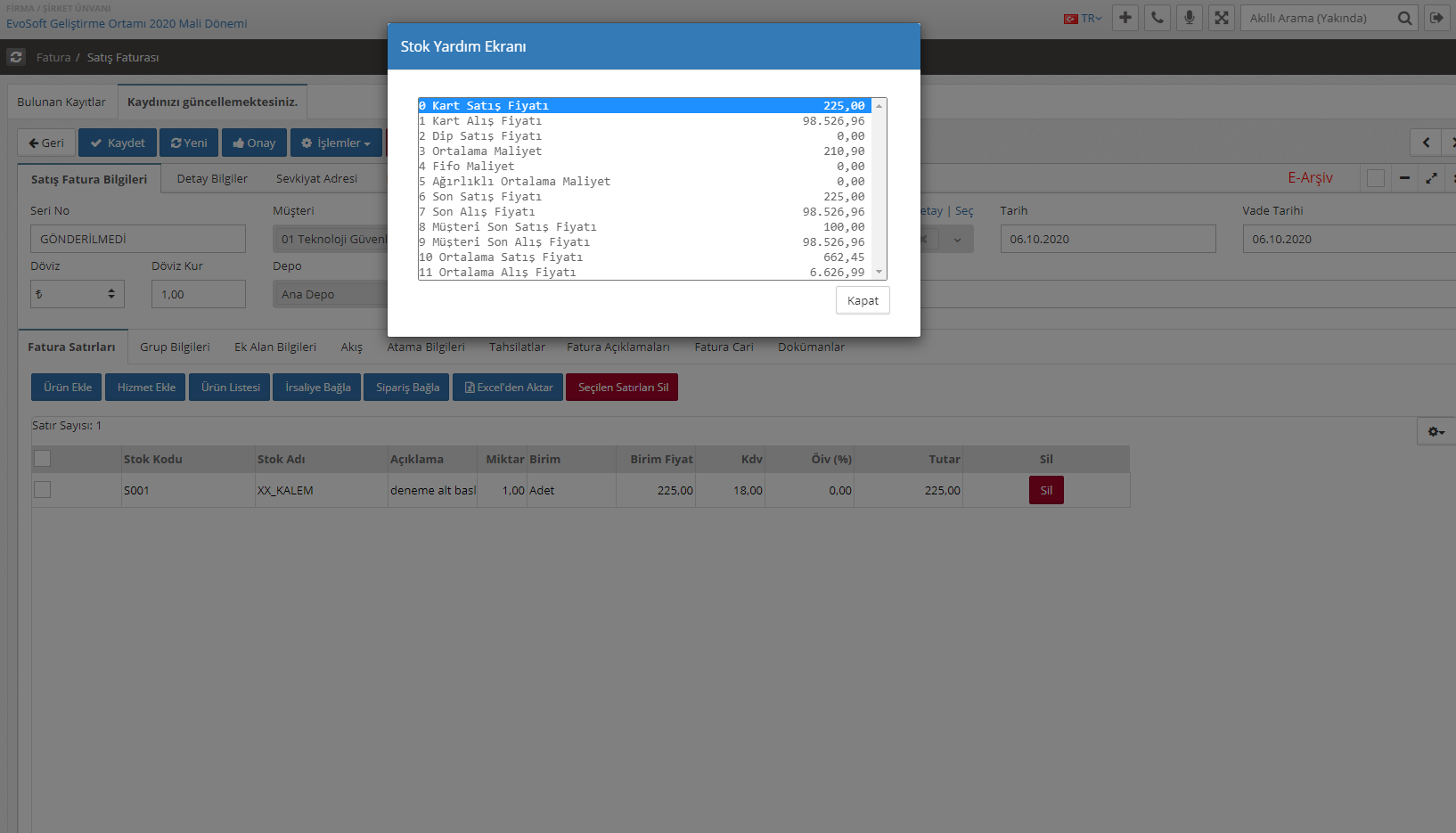 stok yardım ekranı